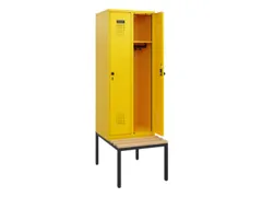 locker met bank,HxBxD 1950x600x815mm,2vak,vak B 300mm,draaigrendel