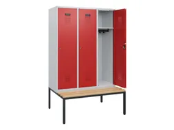 locker met bank,HxBxD 1950x1200x815mm,3vak,vak B 400mm,cilinderslot