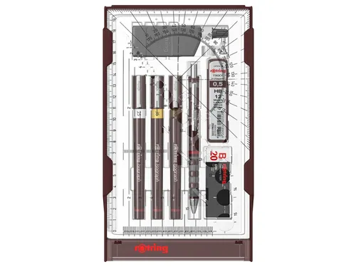 Tekenset rOtring Isograph college 0.25mm, 0.35mm en 0.5mm 34 stuks
