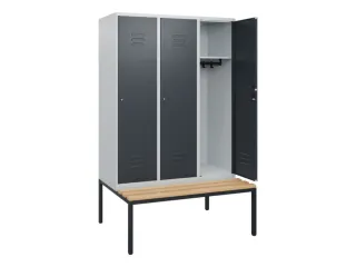 locker met bank,HxBxD 1950x1200x815mm,3vak,vak B 400mm,cil.-slot - 2