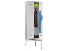 locker met bank,HxBxD 2150x600x500mm,2vak,RAL7035,front RAL7035