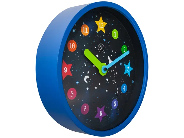 Horloge murale NeXtime 'Apollo' Ø30cm plastique bleu