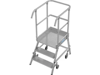 bordestrap,verrijdbaar,bordes H 0,75m,3treden,aluminium,4zwenkwielen - 1