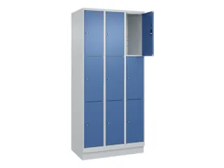 lockerkast,HxBxD 1950x900x500mm,3x3vakken,vak B 300mm,cil.-slot,sokkel - 1