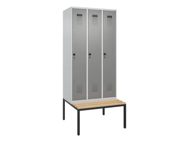 locker met bank,voor scheiding van kleding,HxBxD 2120x900x815mm,3vak