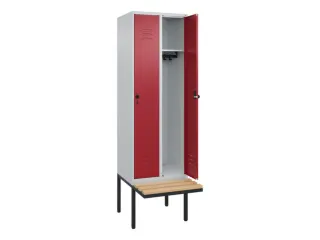 locker met bank,HxBxD 2120x600x815mm,2vak,vak B 300mm,draaigrendel - 2