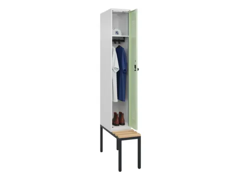 locker met bank,HxBxD 2120x300x815mm,1vak,vak B 300mm,draaigrendel