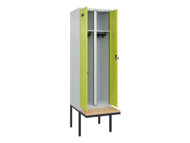 locker met bank,voor scheiding van kleding,HxBxD 2120x600x815mm,2vak