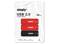 USB-Stick 2.0, met dop, 16GB , Rood, Zwart