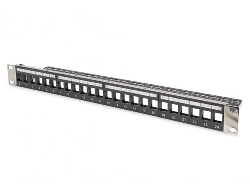 Modulair Patchpaneel 24-poorts Blank 1U Rackmontage Zwart RAL 9005