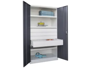 systeemkast,HxBxD 1950x1040x630mm,3xStalen bodem,RAL7035,front RAL7016 - 2