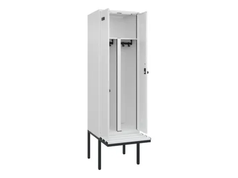 PBM-locker met bank,HxBxD 2120x600x815mm,2vak,vak B 300mm,draaigrendel