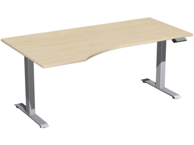 In hoogte verstelbaar bureau in vrije vorm,HxBxD 730-1230x1800x1000mm