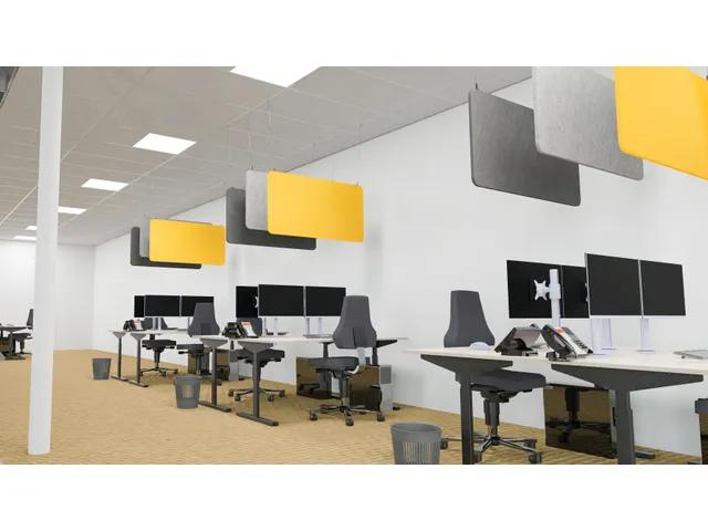 Akoestisch PET-vilt rechthoekig plafondpaneel 60x120cm Geel