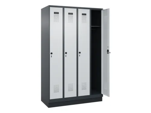 locker,HxBxD 1950x1200x500mm,4vak,vak B 300mm,draaigrendel,sokkel