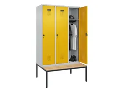 locker met bank,HxBxD 2120x1200x815mm,3vak,vak B 400mm,draaigrendel
