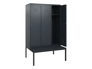 locker met bank,HxBxD 1950x1200x815mm,3vak,vak B 400mm,cil.-slot - 2