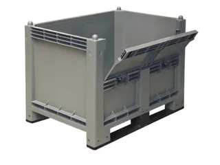 Stapelcontainer Pp 850x1200x800mm 550 liter 2Sledepoten Met klep Grijs - 1