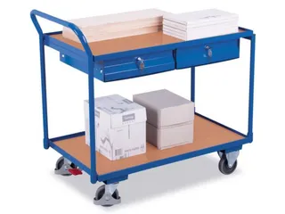 Tafelwagen 250kg 1000x600mm 2 Etages 2 Laden Houten Plaat - 1