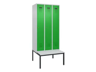 locker met bank,voor scheiding van kleding,HxBxD 2120x900x815mm,3vak - 2