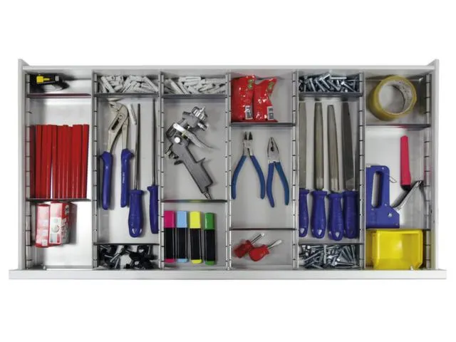 lade-indelingsset,18vakken,v. front H 100mm,staal verzinkt