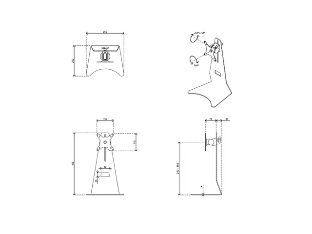 Addit pied support écran 502 - Argent