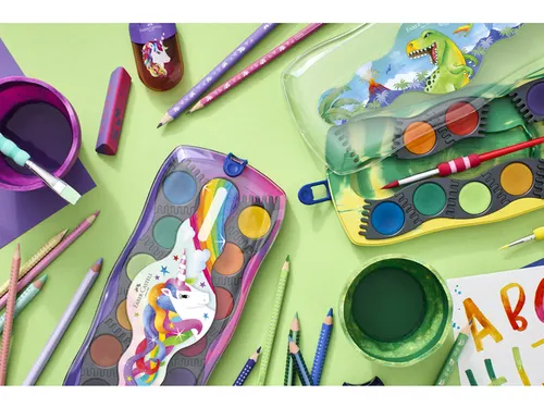 Waterverfdoos Faber-Castell Connector Unicorn 12 kleuren +1 tube wit