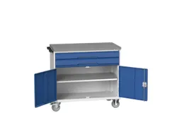 gereedschapswagen 980x1050x600mm linoleum 2 laden+kast RAL7035+RAL5010