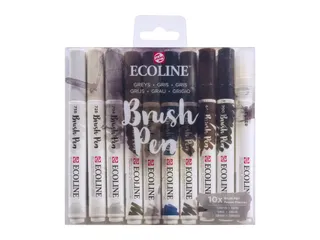 Brushpen Talens Ecoline set à 10 stuks grijs - 3