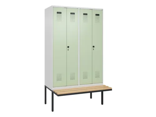 locker met bank,voor scheiding van kleding,HxBxD 2120x1200x815mm,4vak