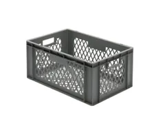 Euronorm-stapelbak 51l 270x600x400mm Wanden/bodem Opengewerkt Grijs