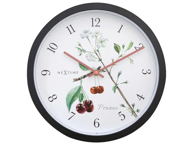 Buitenklok Nextime dia 30.5cm Prunus cijfers, zwarte rand witte wijzer