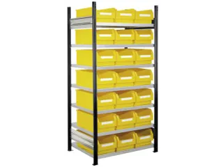 Bakkenstelling 2000x1000x600mm 21bakken PE geel vakl. 125kg eenzijdig - 1