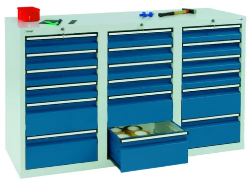 ladekast,HxBxD 900x1500x500mm,18lade(n),centr. vergrendeling