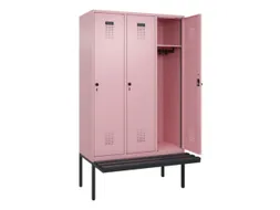 locker met bank,HxBxD 2120x1200x815mm,3vak,vak B 400mm,draaigrendel
