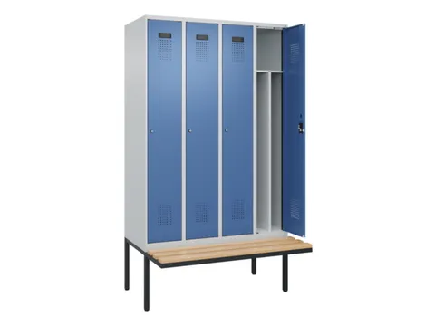 locker met bank,voor scheiding van kleding,HxBxD 2120x1200x815mm,4vak