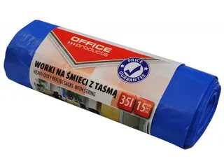 vuilniszak met trekkoord 50x57cm 35L LDHD 25 micron blauw 15 stuks - 2