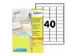 Etiquette laser Avery 45,7x25,4mm blanche 100 feuilles, 40 éts. par f