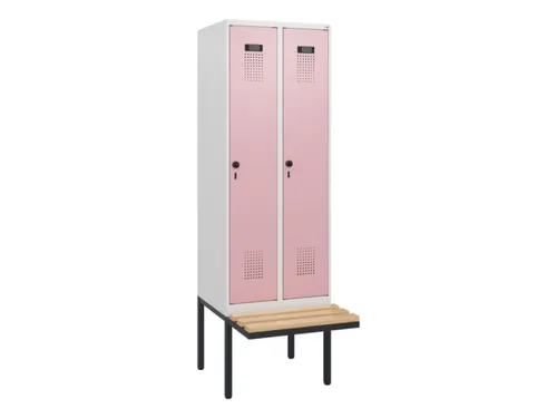 locker met bank,HxBxD 1950x600x815mm,2vak,vak B 300mm,draaigrendel