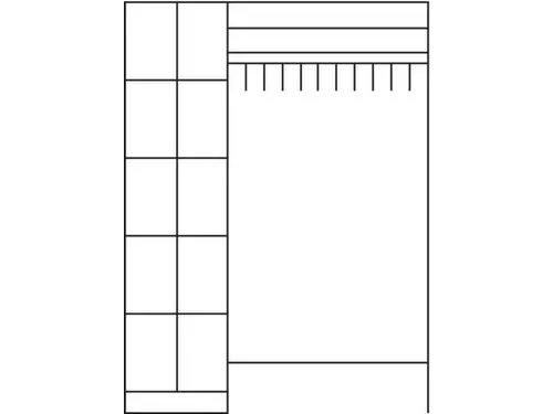 locker met kapstok,HxBxD 1950x1410x480mm,romp RAL7035,front RAL7035