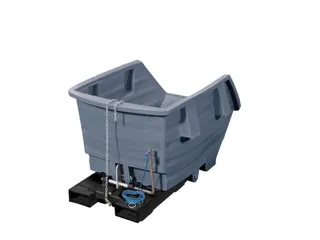 PE-kiepbak,HxLxB 1060x1660x1173mm,1m³,draagverm. 250kg,vorkkoker - 1