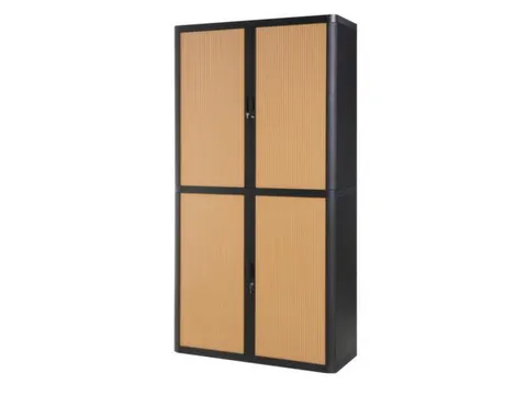 Roldeurkast HxBxD 2040x1100x415mm 4 Oh Romp Zwart Front Beuken