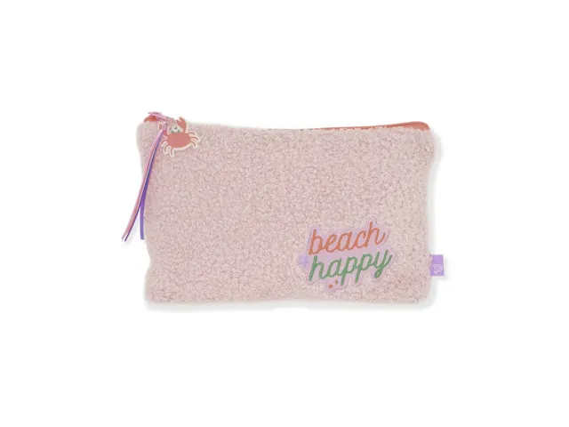 Etui Beach Happy Roze teddy 24x15cm