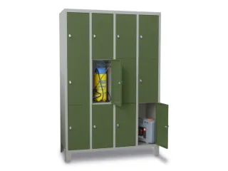 lockerkast,HxBxD 1850x1200x500mm,4x3vakken,RAL7035,front RAL6011 - 3