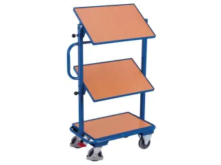 Bijzetwagen Eurobakken 200kg 3 Etages Hout 820x455mm Neigbaar Ral5010 - 1