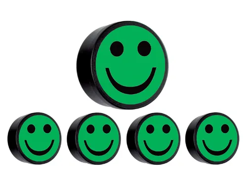 Magneet smiley 35mm groen 5 stuks