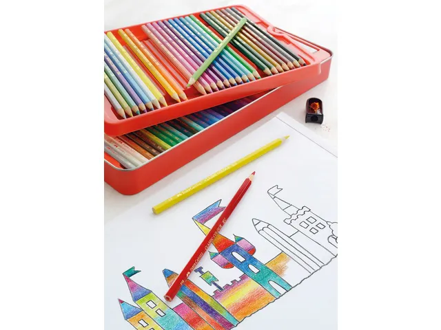 Crayon de couleur Faber-Castell Castle hexagonal étui métallique 60