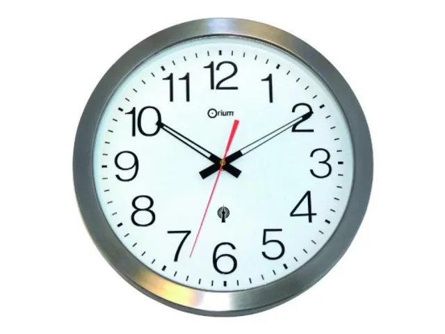 Horloge murale CEP 35 cm en acier inoxydable, radiopilotée, entièrem