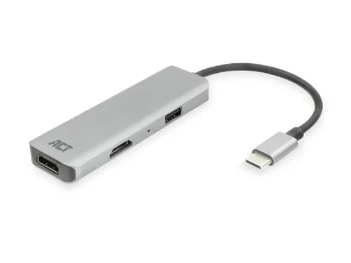 Adapter ACT USB-C 4K multiport voor 2 HDMI monitoren