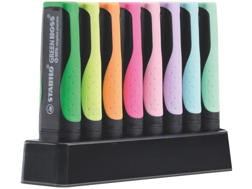 Markeerstift STABILO GREEN BOSS 6070/8 pastel assorti deskset à 8st